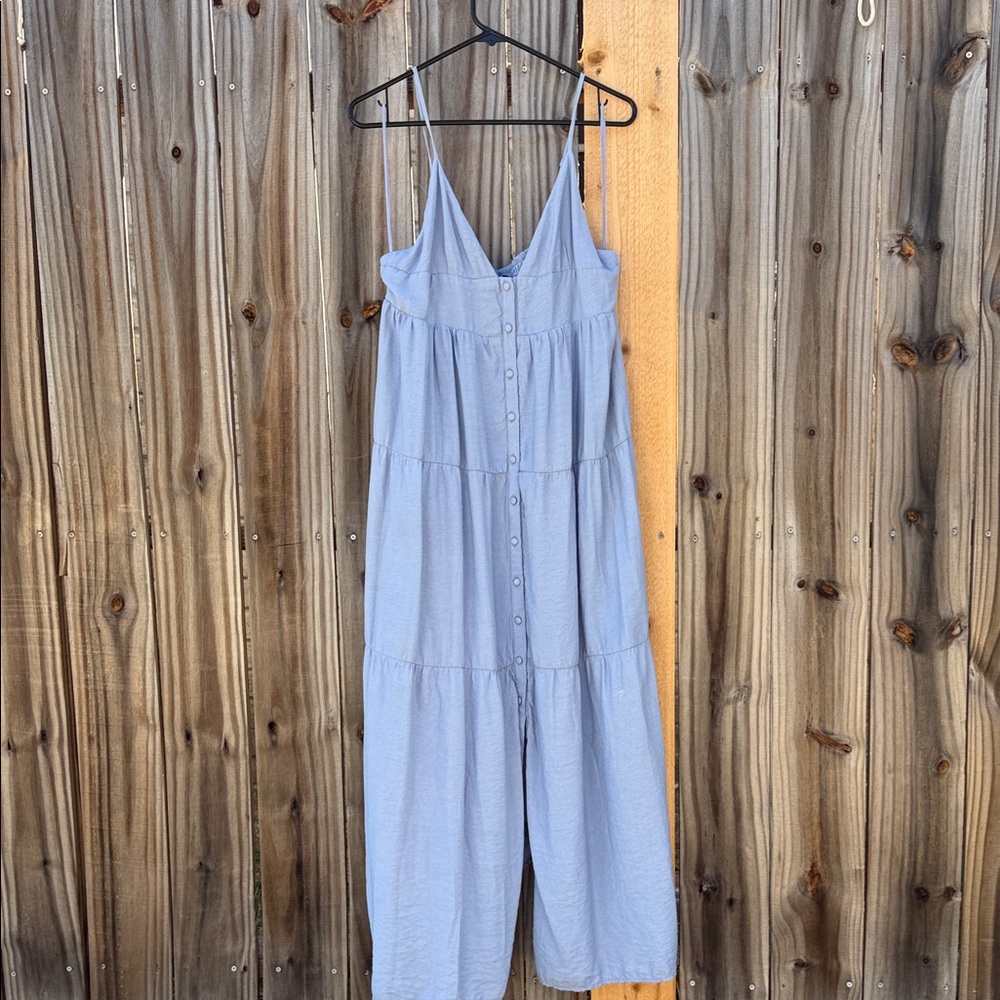 Elegant Blue Button-Down Jumpsuit